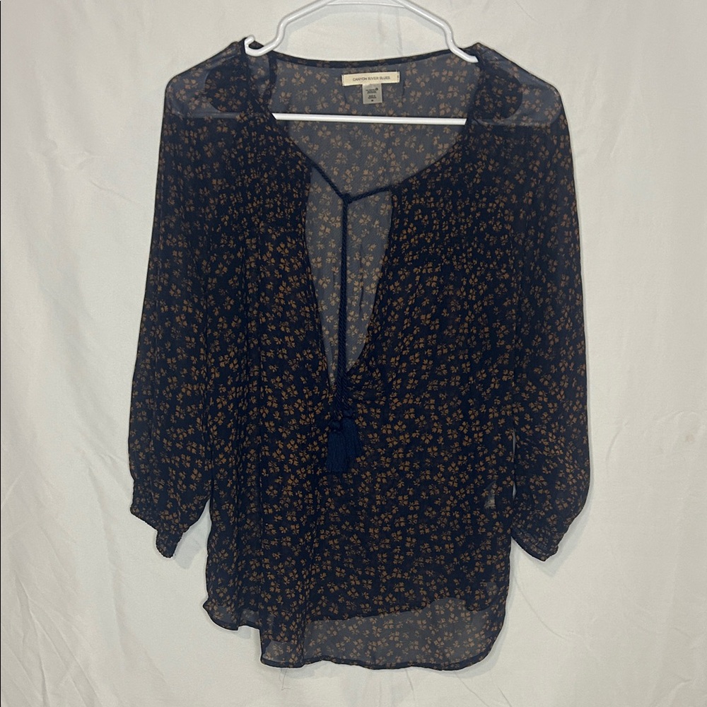 Canyon River Blues Dark Blue Floral Blouse